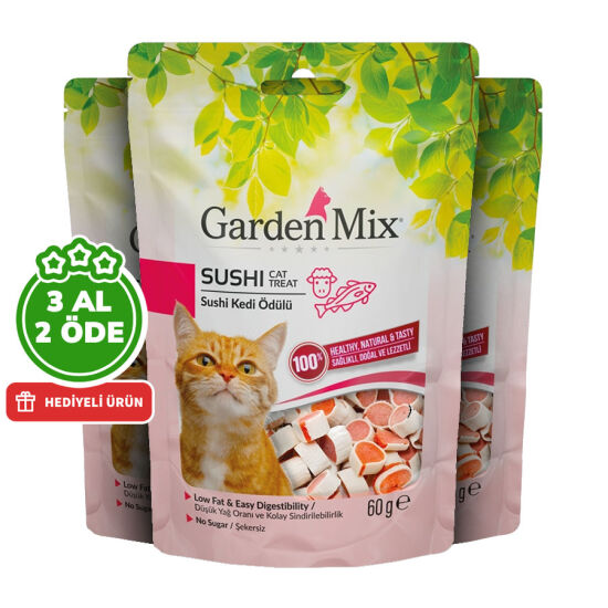 Garden Mix Kuzu Etli Sushi Kedi Ödülü 60 Gr - 3 Al 2 Öde - 1