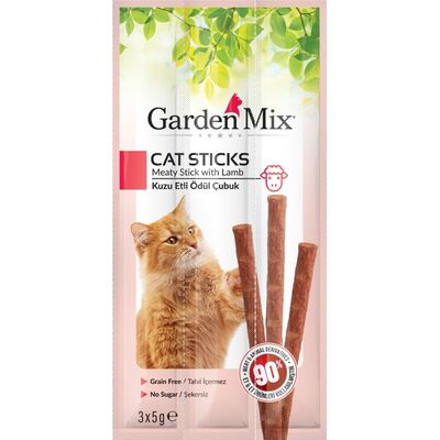 Garden Mix Kuzu Etli Tahılsız Kedi Stick Ödül 3x5 Gr
