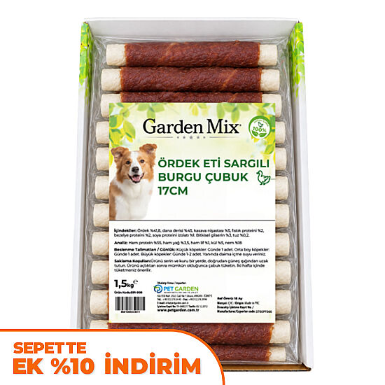 Garden Mix Ördek Sargılı Burgu Çubuk Köpek Ödülü 1,5 Kg - 17 Cm - 1