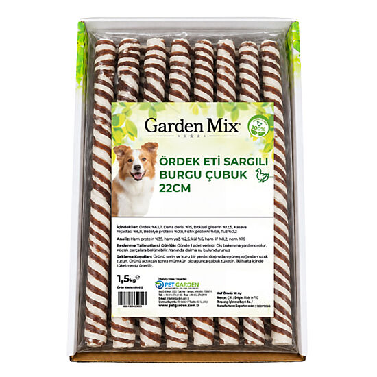 Garden Mix Ördek Sargılı Burgu Çubuk Köpek Ödülü 1,5 Kg - 22 Cm - 2