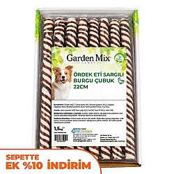 Garden Mix Ördek Sargılı Burgu Çubuk Köpek Ödülü 1,5 Kg - 22 Cm - Garden Mix