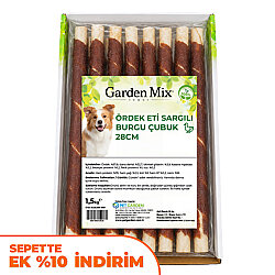 Garden Mix Ördek Sargılı Burgu Çubuk Köpek Ödülü 1,5 Kg - 28 Cm - Garden Mix