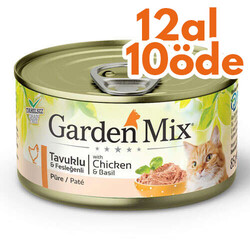 Garden Mix - Garden Mix Pate Tahılsız Tavuk Etli ve Fesleğen Kedi Konservesi 85 Gr - 12 Al 10 Öde