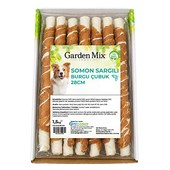 Garden Mix Somon Sargılı Burgu Çubuk Köpek Ödülü 1,5 Kg - 28 Cm - 2