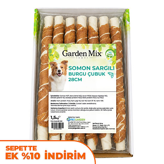 Garden Mix Somon Sargılı Burgu Çubuk Köpek Ödülü 1,5 Kg - 28 Cm - 1