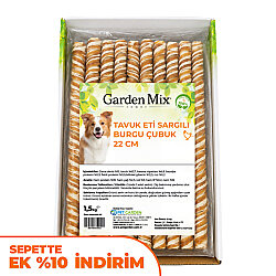 Garden Mix Tavuk Sargılı Burgu Çubuk Köpek Ödülü 1,5 Kg - 22 Cm - Garden Mix