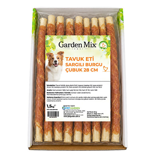 Garden Mix Tavuk Sargılı Burgu Çubuk Köpek Ödülü 1,5 Kg - 28 Cm - 2