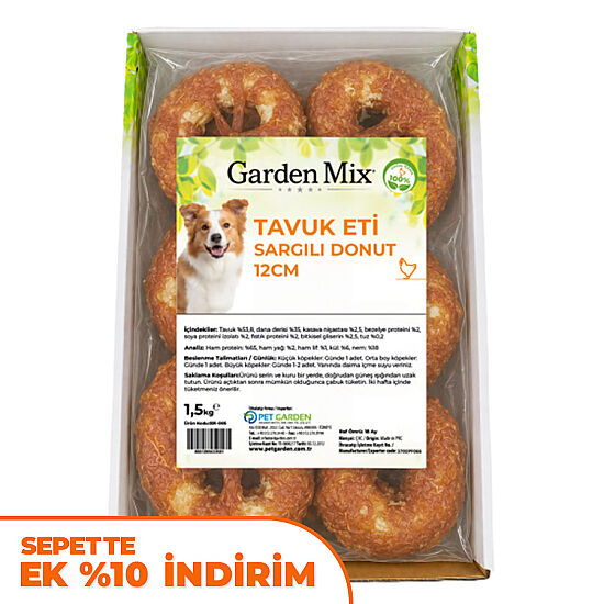 Garden Mix Tavuk Sargılı Donut Köpek Ödülü 1,5 Kg - 12 Cm - 1