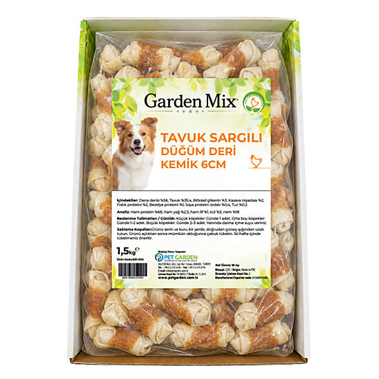 Garden Mix Tavuk Sargılı Düğüm Deri Kemik Köpek Ödülü 1,5 Kg - 6 Cm - 2