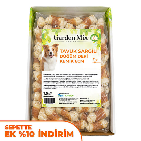 Garden Mix Tavuk Sargılı Düğüm Deri Kemik Köpek Ödülü 1,5 Kg - 6 Cm - 1