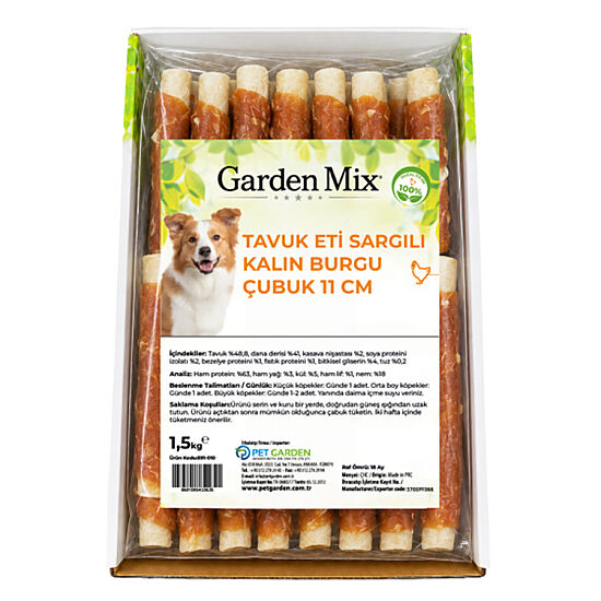 Garden Mix Tavuk Sargılı Kalın Burgu Çubuk Köpek Ödülü 1,5 Kg - 11 Cm - 2
