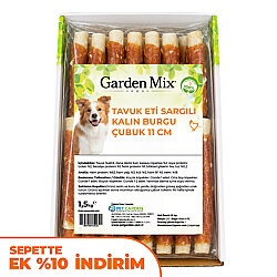 Garden Mix Tavuk Sargılı Kalın Burgu Çubuk Köpek Ödülü 1,5 Kg - 11 Cm - Garden Mix