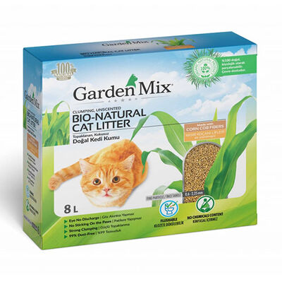 Garden Mix Bio Natural Topaklanan Mısır Lifli Kedi Kumu 8 Lt