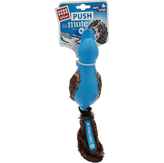 Gigwi 6211 Push To Mute Mavi Peluş Kuyruklu Sesli ve Sesi Kapatılabilen Köpek Oyuncağı - 1
