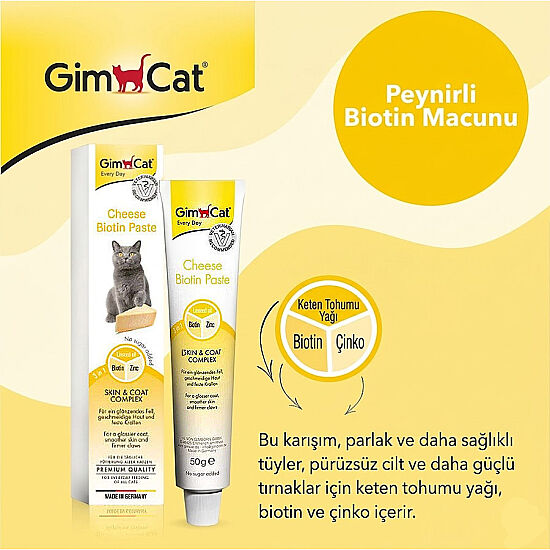 GimCat Cheese Biotin Tüy Sağlığı Kedi Peynirli Paste Macunu 50 Gr - 3