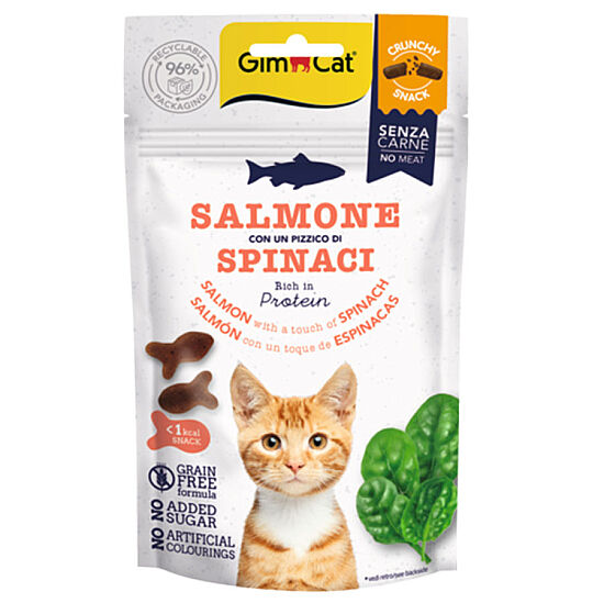 GimCat Crunchy Snacks Somon ve Ispanaklı Tahılsız Kedi Ödülü 50 Gr - 1