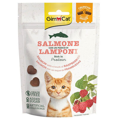 GimCat Crunchy Snacks Somon ve Ahududu Tahılsız Kedi Ödülü 50 Gr