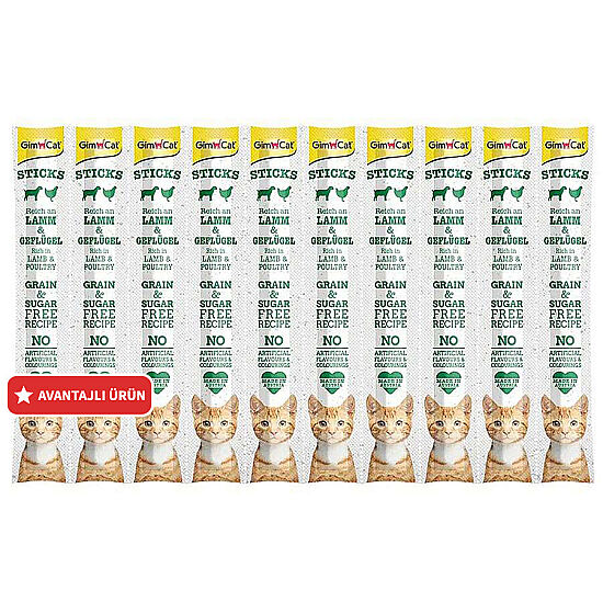 Gimcat Kuzu ve Tavuklu Tahılsız Kedi Ödül Çubukları 10 Parça 5 Gr x 10 Adet (50 Gr) - 1