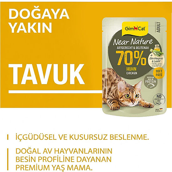 Gimcat Near Nature Pouch Tavuk Etli Kedi Yaş Maması 85 Gr - 2