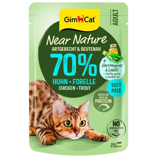 Gimcat Near Nature Pouch Tavuk Etli ve Alabalıklı Kedi Yaş Maması 85 Gr - 1