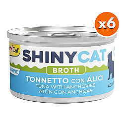 GimCat ShinyCat Broth Ançuezli Ton Balığı Kedi Konservesi 70 Gr x 6 Adet - GimCat