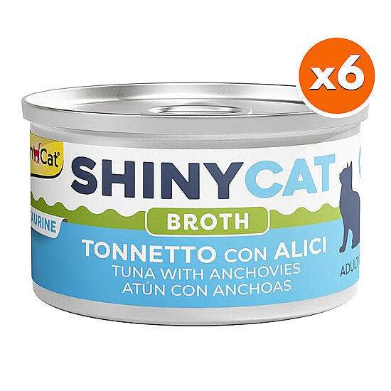 GimCat ShinyCat Broth Ançuezli Ton Balığı Kedi Konservesi 70 Gr x 6 Adet - 1