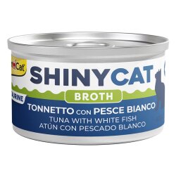 GimCat ShinyCat Broth Beyaz Balıklı Ton Balığı Kedi Konservesi 70 Gr - GimCat