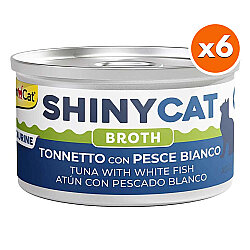 GimCat ShinyCat Broth Beyaz Balıklı Ton Balığı Kedi Konservesi 70 Gr x 6 Adet - GimCat