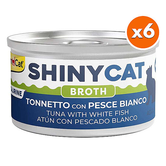 GimCat ShinyCat Broth Beyaz Balıklı Ton Balığı Kedi Konservesi 70 Gr x 6 Adet - 1