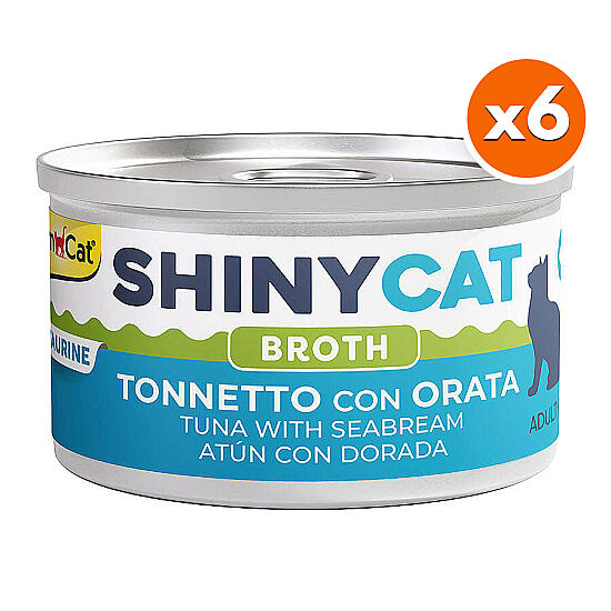 GimCat ShinyCat Broth Çipuralı Ton Balığı Kedi Konservesi 70 Gr x 6 Adet - 1