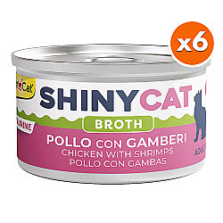 GimCat ShinyCat Broth Karidesli Tavuklu Kedi Konservesi 70 Gr x 6 Adet - GimCat