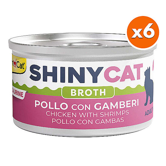 GimCat ShinyCat Broth Karidesli Tavuklu Kedi Konservesi 70 Gr x 6 Adet - 1