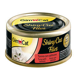 GimCat ShinyCat Ton Balık ve Somonlu Kıyılmış Fileto Kedi Konservesi 70 Gr - GimCat
