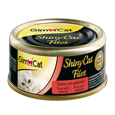 GimCat ShinyCat Ton Balık ve Somonlu Kıyılmış Fileto Kedi Konservesi 70 Gr