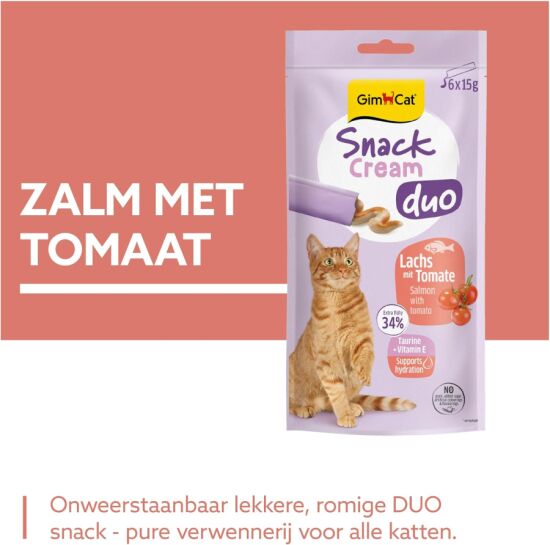 Gimcat Snack Cream Duo Somon ve Domates Ek Besin Kedi Ödülü 6 x 15 Gr - 2