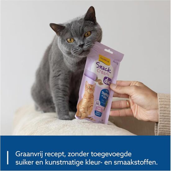 Gimcat Snack Cream Duo Ton Balıklı ve Çim Ek Besin Kedi Ödülü 6 x 15 Gr - 3