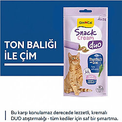 Gimcat Snack Cream Duo Ton Balıklı ve Çim Ek Besin Kedi Ödülü 6 x 15 Gr - 2
