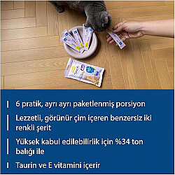 Gimcat Snack Cream Duo Ton Balıklı ve Çim Ek Besin Kedi Ödülü 6 x 15 Gr - 4