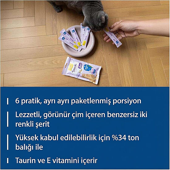 Gimcat Snack Cream Duo Ton Balıklı ve Çim Ek Besin Kedi Ödülü 6 x 15 Gr - 4