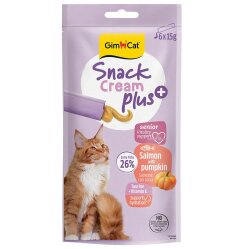 Gimcat Snack Cream Senior Somon ve Balkabaklı Ek Besin Yaşlı Kedi Ödülü 6 x 15 Gr - GimCat