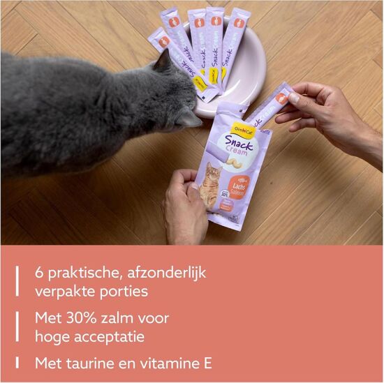 Gimcat Snack Cream Somonlu Ek Besin Kedi Ödülü 6 x 15 Gr - 4