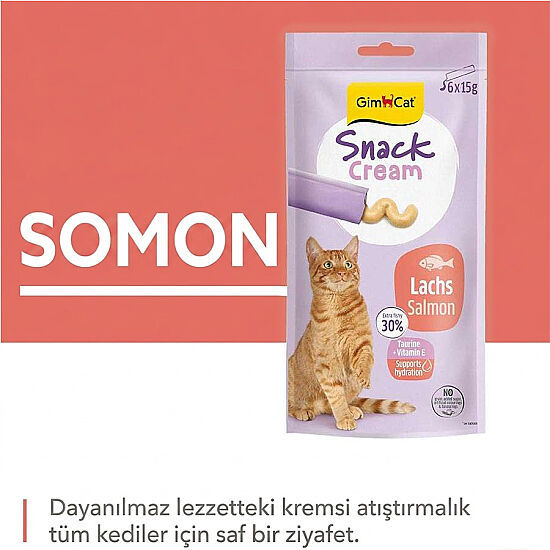 Gimcat Snack Cream Somonlu Ek Besin Kedi Ödülü 6 x 15 Gr - 2