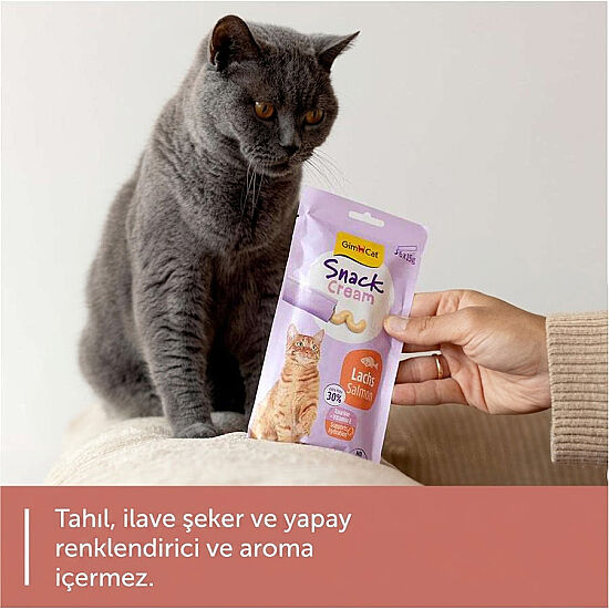 Gimcat Snack Cream Somonlu Ek Besin Kedi Ödülü 6 x 15 Gr - 3