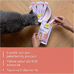 Gimcat Snack Cream Somonlu Ek Besin Kedi Ödülü 6 x 15 Gr - 4