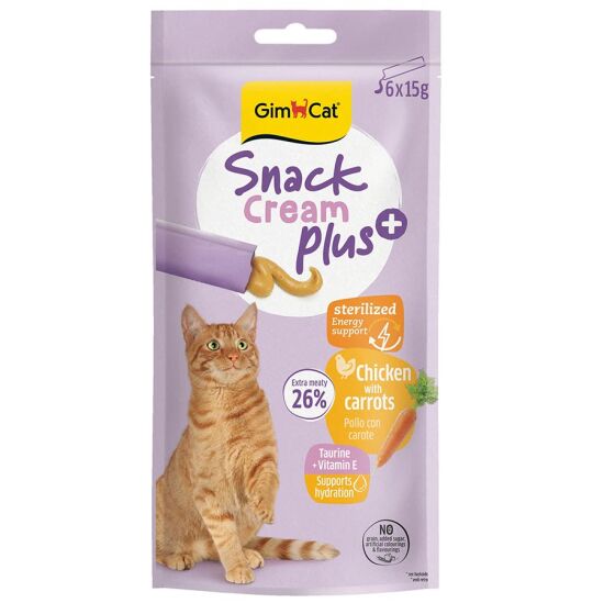 Gimcat Snack Cream Sterilised Tavuk ve Havuçlu Kısırlaştırılmış Ek Besin Kedi Ödülü 6 x 15 Gr - 1
