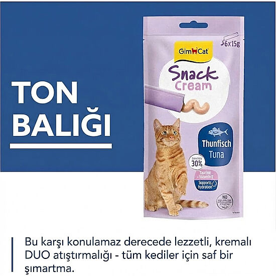Gimcat Snack Cream Ton Balıklı Kedi Ödülü 6 x 15 Gr - 2