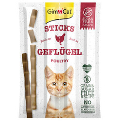 GimCat - Gimcat Kümes Hayvanlı Tahılsız Kedi Ödül Çubukları (Gratis Paket) 4+1 Parça (20 Gr)