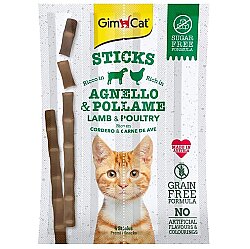 Gimcat Tahılsız Kuzu ve Kümes Hayvanlı Kedi Ödül Çubukları 4 Parça (20 Gr) - GimCat