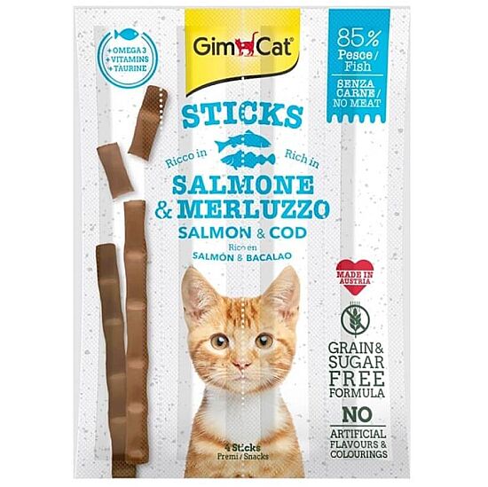 Gimcat Tahılsız Somon ve Atlantik Morina Balıklı Kedi Ödül Çubukları 4 Parça (20 Gr) - 1