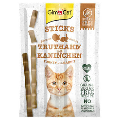 Gimcat Sticks Hindi ve Tavşan Etli Tahılsız Kedi Ödül Çubukları 4 Parça ( 20 Gr )